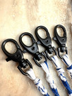 Tzitzits With Clips  4pcs Royal Blue And White With Black Clip Hebrew Tzitziys