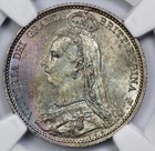 1894 Great Brtiain Silver 6p Sixpence Ngc Ms 64 Jubilee Head   Shield Pink Toned