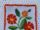 Vintage Flower Power Latch Hook Rug Wall Hanging Finished 