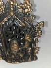 Vintage Cast Iron Bear Beehive And Bees Bronze Finish Still Bank Pb Marked 