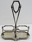 Antique Art Deco Hall Elton Triple Plate Silver Condiment Oil   Vinegar Caddy-ii