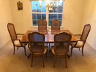 Vintage Antique Oak 9  Extending Extension Dining Room Table   6 Chair Set