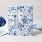 Floral Wrapping Paper Jumbo Roll - 30 Inch X 33 Feet  82 5 Sq  Ft  Ttl   Blue Wh
