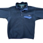Patagonia Mens Fleece Pullover Snap Button Blue Lightweight Outdoor Jacket Sz M