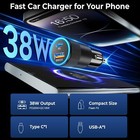 For Iphone 15 16 Pro Samsung Usb Pd 38w Fast Car Charger Dual Usb C Type C Cable