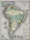 1885 Drioux Map - South America Political   Physical Brazil Argentina Chile Peru
