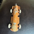 Vintage Hubley Cast Iron Race Car Orange Toy White Tires
