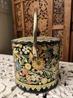 Vintage Tea Tin Designed By Daher Made In England With Handle Lid Floral 6x7