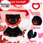 Black Cat Plush Toy  8inch Cute Stuffed Cat With Valentines Plush Removable Hood