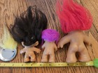 Lot Of 4 Vtg Dam Things Troll Dolls  3 Sizes  1964  1985  1986 Plus 1991 Button