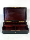 Antique Napoleon Iii Brass Wood Sewing  Make Up Or Other Box Nice Condition D100