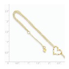 14k Yellow Gold Open Heart Double Strand Anklet  9-10 Inch