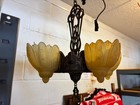 Vintage Art Deco 5 Light Slip Shade Chandelier Ceiling Light Fixture