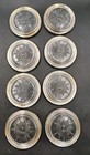 Set Of 8 Vintage Italian Glass Starburst Drink Coasters Silver Plated Mcm Photos