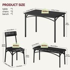 4 Piece Rectangular Dining Room Table Set With 2 Upholstered Chairs And Bench