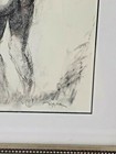 Original Black Charcoal Framed Signed By Vel Mille Sketching Drawing Nude Woman 