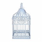 Decorative Bird Cage White Wire Eagle Motif Ornate 17-1 2  Tall Hanging Dome Top