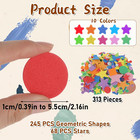 313 Pcs Foam Shape Stickers Assorted Colors Self Adhesive Foam Geometric Shape F