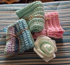 Handmade Crocheted 100  Cotton Washcloth Set  3  - Eco Friendly Spa Gift Set    