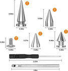 180 Sets Punk Spikes And Studs Kit  Multiple Size Cone Spikes For Clothing  Punk