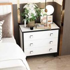 White   Black 3-drawer 31 5 In  W Wooden Nightstand With Storage Drawers