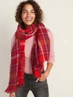 Nwt Old Navy Long Flannel Blanket Scarf Wrap Shawl Tartan Pashmina Pink Plaid