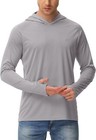 Men s Upf 50  Hooded Sun Shirt Long Sleeve Fishing Swim Rash Guard Top