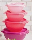  new    Tupperware Servalier Bowl W Lid   Pink Set Lot