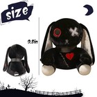 Goth Bunny Plush Toy Gothic Stuffed Rabbit Horror Easter Doll Black Decor