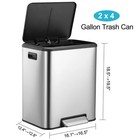 Dual Compartment Trash Can With Lid  2x4 Gallons  30l  Stainless Steel Waste Bin