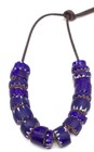 19 Antique Blue Chevron Venetian African Glass Trade Beads