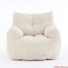 Bean Bag Chair  Soft Tufted Foam  Corduroy Fabric  Beige
