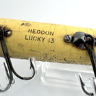 Vintage Heddon Lucky 13 Fishing Lure Wooden Rare Gold Speckled Gold Glass Eyes