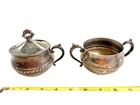 Vintage Silver-plated Sugar   Creamer Set With Lid On Tray  Unmarked 