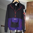 Adidas Originals Men s Black purple red Colorblock Half-zip Anorak Jacket L