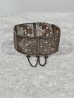 Antique Victorian 925 Sterling Silver Geometric Panel Bracelet 1  Wide 6 