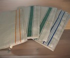Set Of 4 Vintage Linen Kitchen Tea Towels Stripe 16  X 40  Nos Nice Linen 