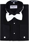 New Berlioni Italy Men s Premium Tuxedo Dress Shirt Wingtip Collar Bow-tie Black