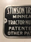 Stinson Tractor Company Minneapolis U s a Tractor Id Tag Serial Number Tag
