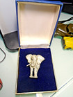Majestic Elephant By Fort  Front View Pewter Brooch Lapel Pin   Republican