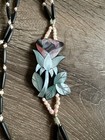 Vintage Jewelry Lee Sands Flower Necklace Mother Of Pearl Abalone Inlay Beads