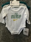 Nike Newborn 3-pack Long Sleeve Cotton Logo Bodysuit Green white gray