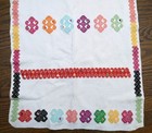 Vtg Guatemalan Table Runner Geometric Embroidered Pattern 33   x14 5    White 