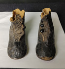 Antique Victorian Baby Mine Child doll Black Soft Leather Button-up Shoes As-is