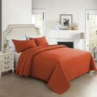 2piece Umber Leaves Embossed Quilted Bedspread Set Twin Size Reversible Coverlet