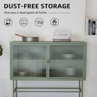 Sideboard Storage Cabinet Kitchen Cupboard Table With Two Fluted Glass Doors Us