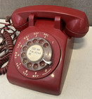 Vintage Western Electric 500 Bell System Red Rotary Dial Telephone
