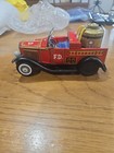 Vintage Bandai Tin Litho Fire Truck Friction Toy  Made In Japan