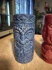 Vintage Lot Of 3 Tiki Mug Set Hawaiian Ceramic Blue Burgundy 