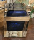 Vintage Mcm Mandruzzato Murano Glass Casket Style Jewelry Box Cobalt Blue Gold 